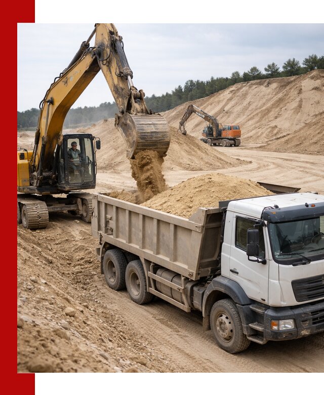 Доставка карьерного песка с самосвалами и разгрузкой в Новом Уренгое