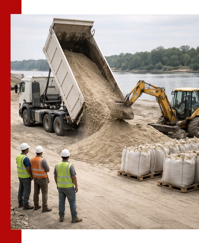 Доставка речного песка в Новом Уренгое самосвалами и погрузкой