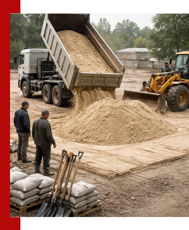 Доставка мытого песка в Новом Уренгое с самосвалами по выгодной цене