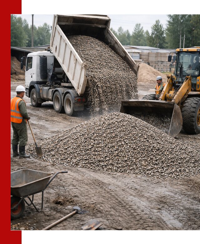 Мытый гравий с доставкой в Новом Уренгое от карьера до участка