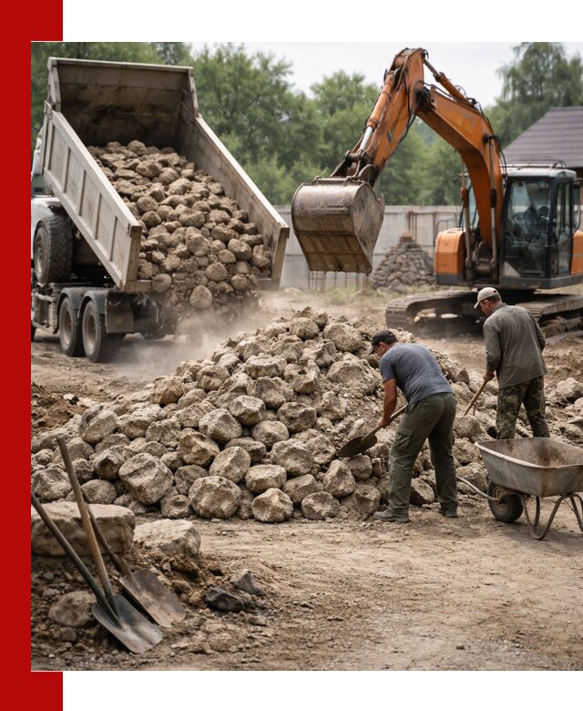 Доставка и разгрузка бутового камня в Новом Уренгое