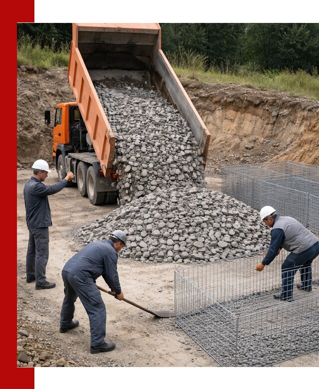 Камень для габионов с доставкой в Новом Уренгое быстро и надёжно