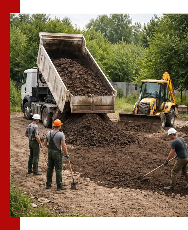 Доставка и укладка грунта для выравнивания участка в Новом Уренгое