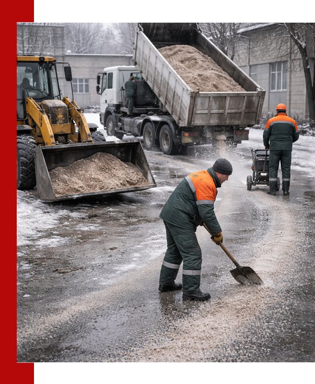 Реагент против гололеда с доставкой и нанесением в Новом Уренгое