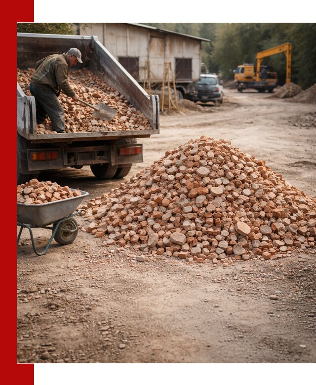 Доставка и подушка из боя кирпича с разгрузкой в Новом Уренгое